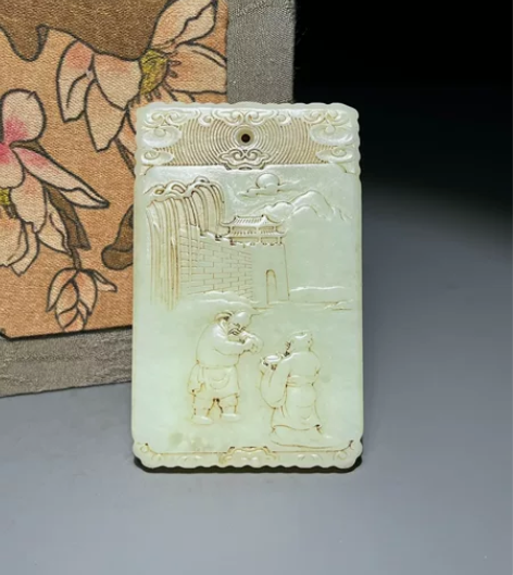 人物故事玉牌子子冈牌玉佩 新疆和田玉 老玉...