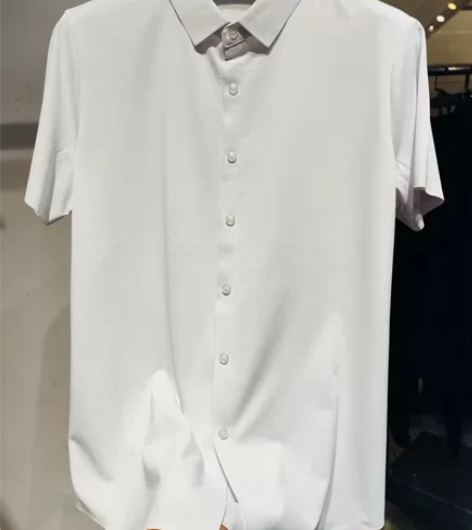 全新卡旗盾纯版轻奢高档桑蚕丝衬衫男短袖衬衣...