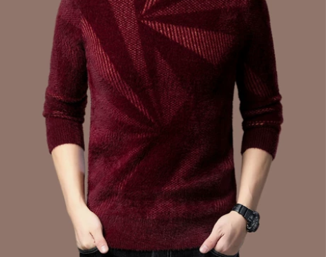 新款啄木鸟半高领羊毛衫男加绒加厚中年男士毛...