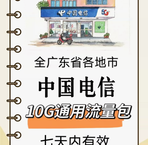 广东电信7天10G流量包 全国通用流量 不...