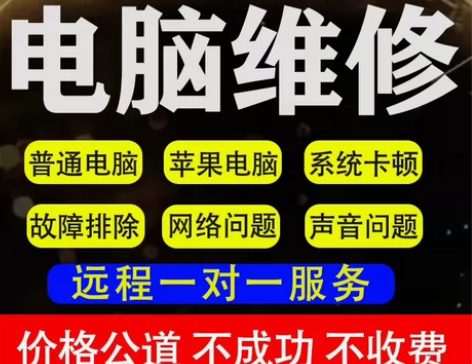 专业维修蓝屏黑屏网络故障硬件故障系统重装修...