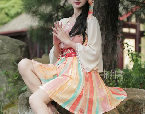 ?东月棠小橙汁宋制汉元素汉服短裙女春季套装...