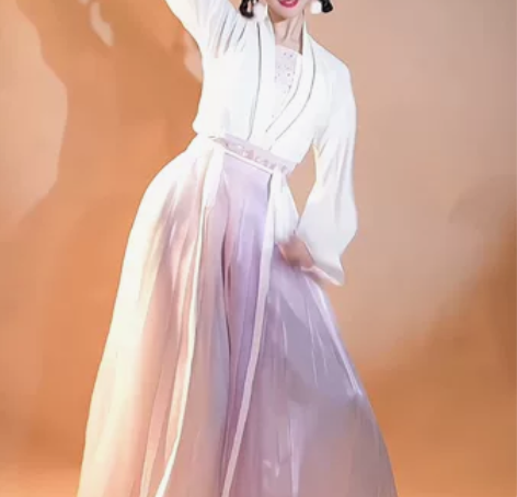 【东月棠】春樱粉紫六米摆一片齐腰两片裙原创...