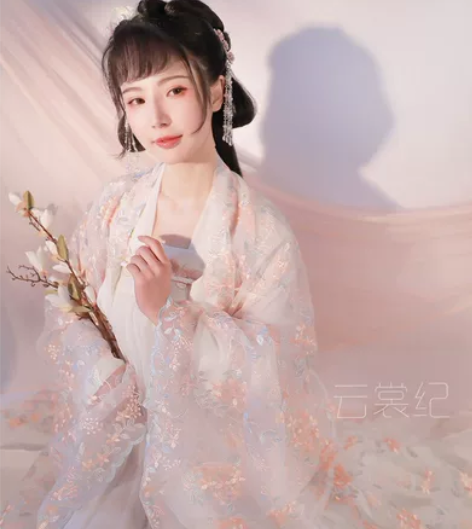 东月棠云裳纪春樱汉服白色三件套 齐胸款 全...