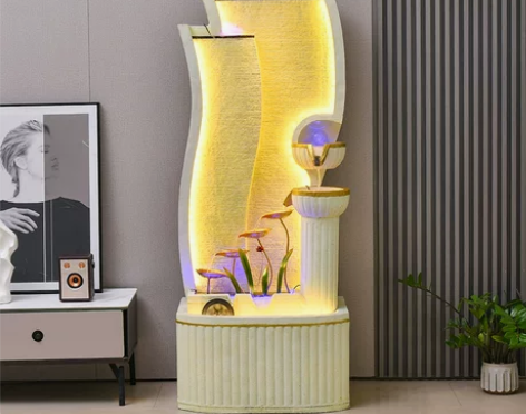 欧式鱼缸客厅2023新款流水摆件循环水电视...