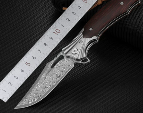 大马士革折叠刀高硬度小刀迷你随身便携多功能...