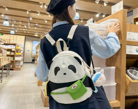 可爱熊猫包包卡通双肩包女jk少女背包软妹大...