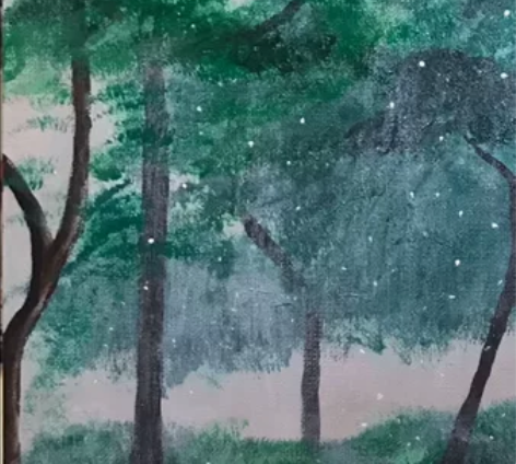 迷雾森林 手绘 亚麻油画40×50 终究迷...