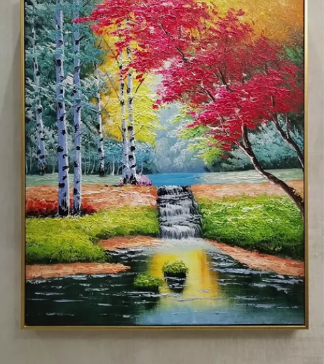 手绘油画新款厚油肌理连框包邮欧式炫丽色彩意...