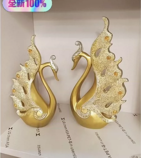 创意天鹅摆件家居现代简约轻奢工艺品欧式情侣...