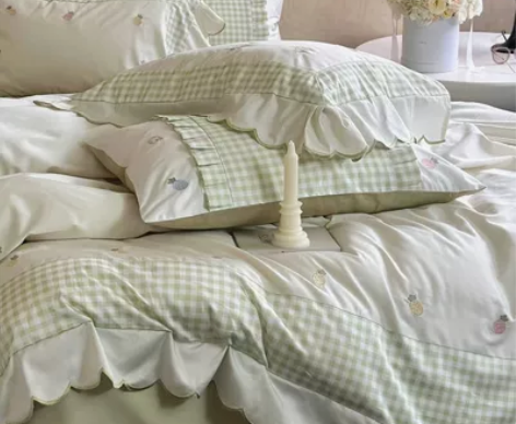 160支澳棉数码印花高精密刺绣床单被套四件...