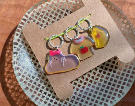 夏日棒针记号扣手绘热缩片偏光挂扣编织工具 ...