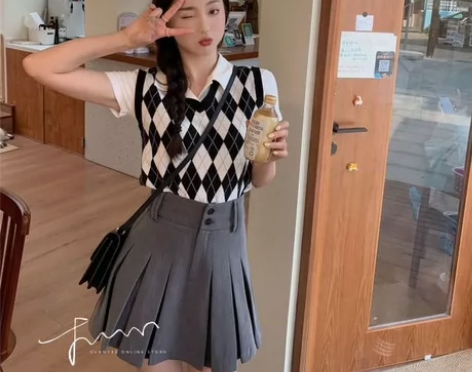 百褶半身裙女减龄小个子A字日系百搭学院风纯...