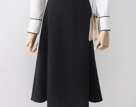 中长款西装半身裙高腰遮肚显瘦a字宽松大摆裙...