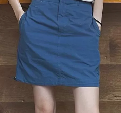 蓝色复古春夏季2024半身裙女短裙裤松紧腰...