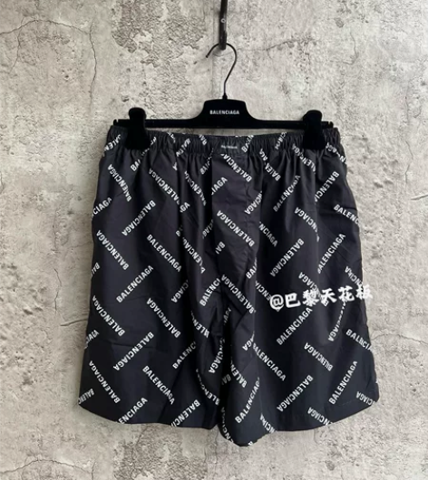 天花板！巴黎世家满印短裤运动裤男女款 无原...