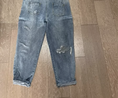 背带裤牛仔裤 穿过一次 几乎全新L码 几乎...