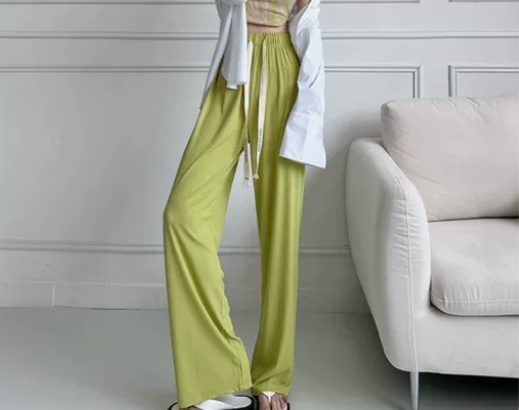 包邮送）加长冰丝垂感直筒高腰显瘦阔腿裤女 ...