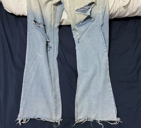 美式高街破洞牛仔裤男春季港风潮流直筒长裤i...