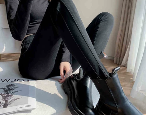 黑色打底裤女秋季新款加绒外穿弹力紧身显瘦魔...