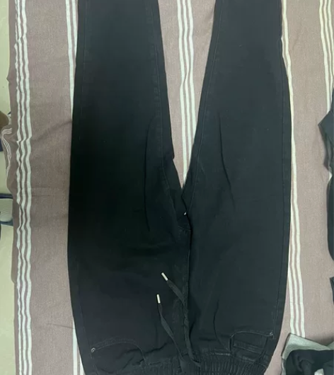 高街哈伦束脚牛仔裤男秋冬宽松阔腿长裤街头嘻...