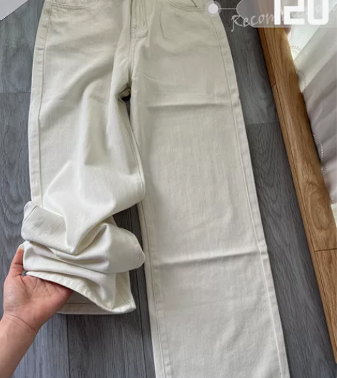 M码米白高腰牛仔阔腿裤女薄款夏季 全新，软...