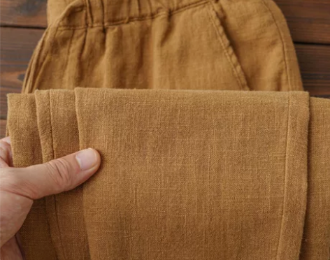 2024春夏棉麻深卡其男裤子透气宽松休闲日...