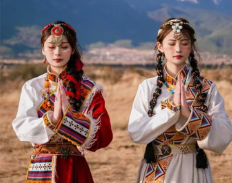 出藏族服装女贵族藏袍写真西藏旅游少数民族风...