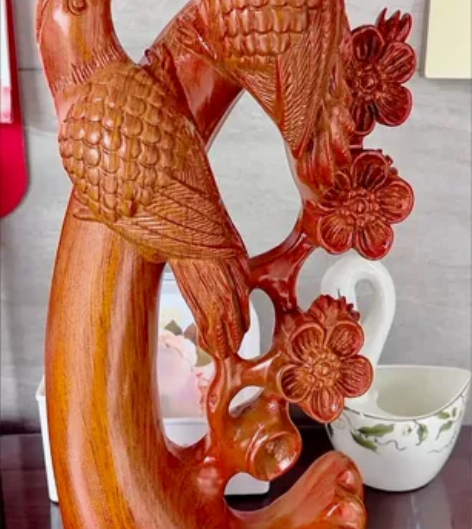 喜上眉梢木雕花鸟工艺品 客厅装饰品 高20...