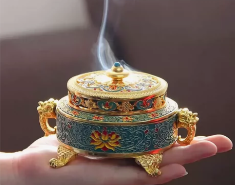 处理！景泰蓝香炉玉琉璃珐琅彩香薰炉盘香炉家...