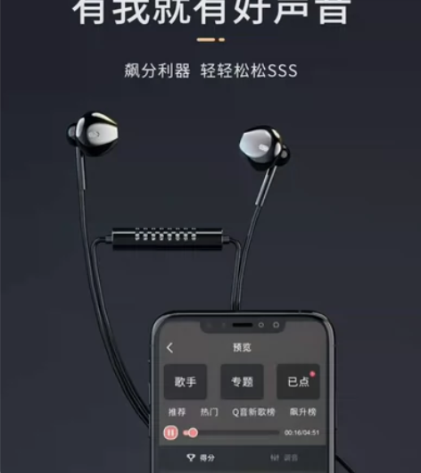 ?【双麦克风】耳机入耳式有线高音质K歌直播...