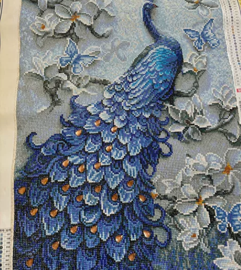 5D钻石画 孔雀满钻客厅水晶手工点贴砖贴画...