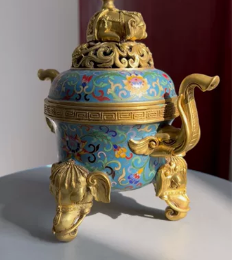 宝象熏炉(铜胎景泰蓝) 纯手工掐丝珐琅古法...