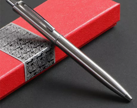 全金属笔杆按动式圆珠笔中性笔不锈钢杆水笔学...