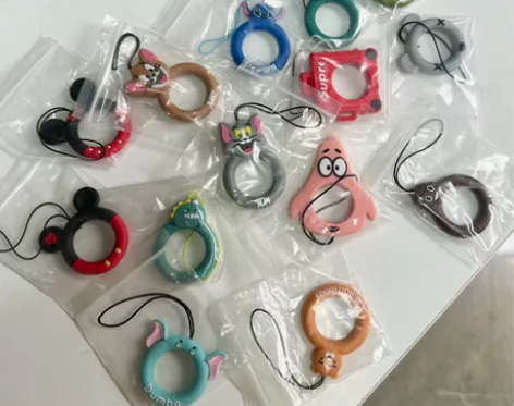 可爱手机指环扣挂绳短款硅胶钥匙链挂饰U盘卡...