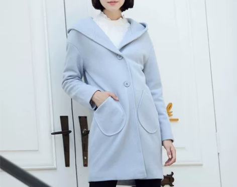 简朵女装冬季新款百搭含羊毛成份呢料大衣时尚...