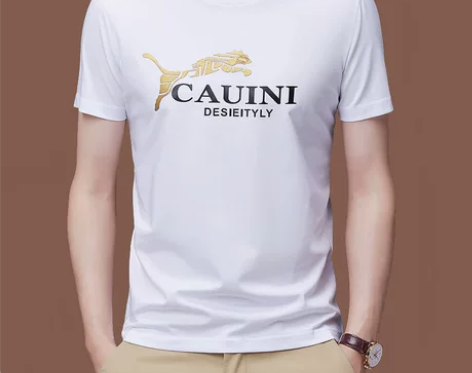 奇阿玛尼亚桑蚕丝夏季男士短袖t恤新款金钱豹...