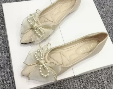 亏本处理2024年新款蝴蝶结软底瓢鞋尖头浅...