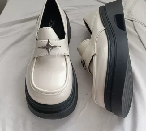 30包邮全新36码白色厚底小皮鞋jk鞋增高...