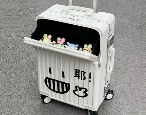 新款前开盖多功能商务行李箱万向轮拉杆箱女男...