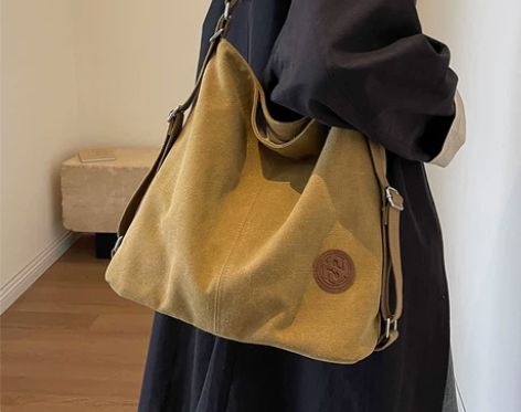 帆布包包女大容量2023新款秋冬百搭斜挎包...