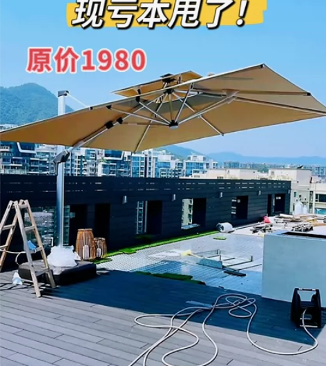 仓库还剩一批3米太阳能灯条罗马伞 户外遮阳...