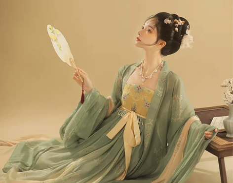 桔屿原创汉服女诃子裙大袖衫唐制刺绣复原款超...