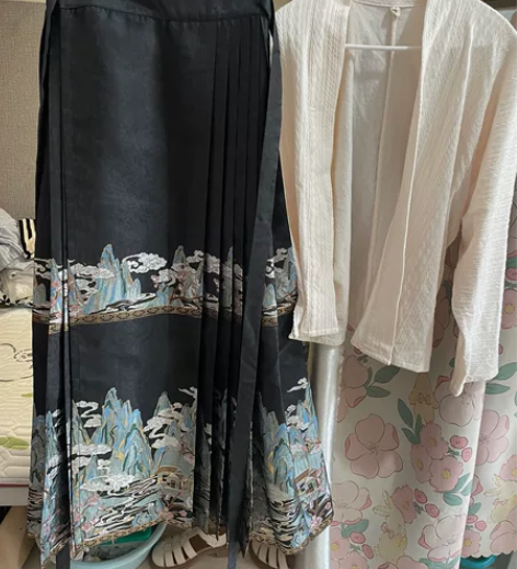 五五年原创明制汉服千里江山飞机袖新中式仿妆...