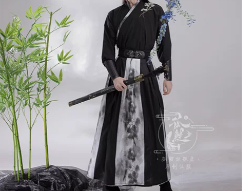 孤鲤原创【墨莲】汉服男交领中国风古装襦裙帅...