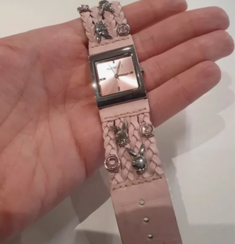 中古海淘playboy花花公子水钻粉色手表...