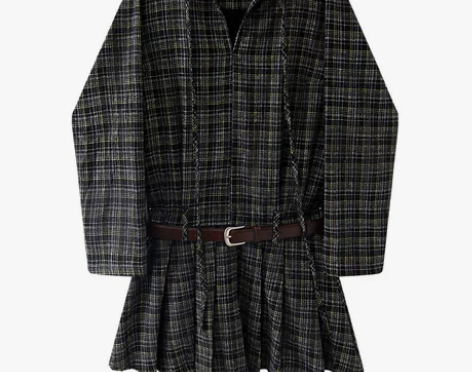 现货辣妹法式复古衬衫裙长袖高级感小个子连衣...