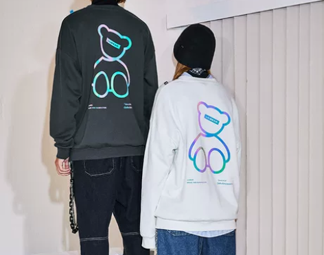 Lilbetter小熊卫衣男反光春秋情侣装...