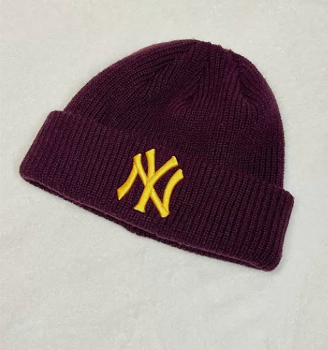 送！MLB 纯色毛线帽针织帽 深紫色 香港...