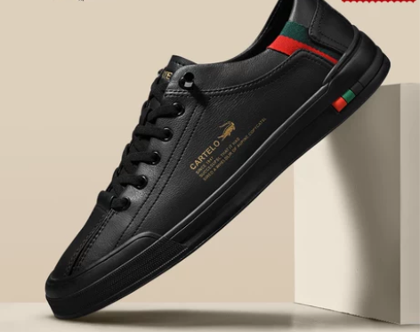 鳄鱼板鞋男真皮秋季2023新款男鞋一脚蹬平...